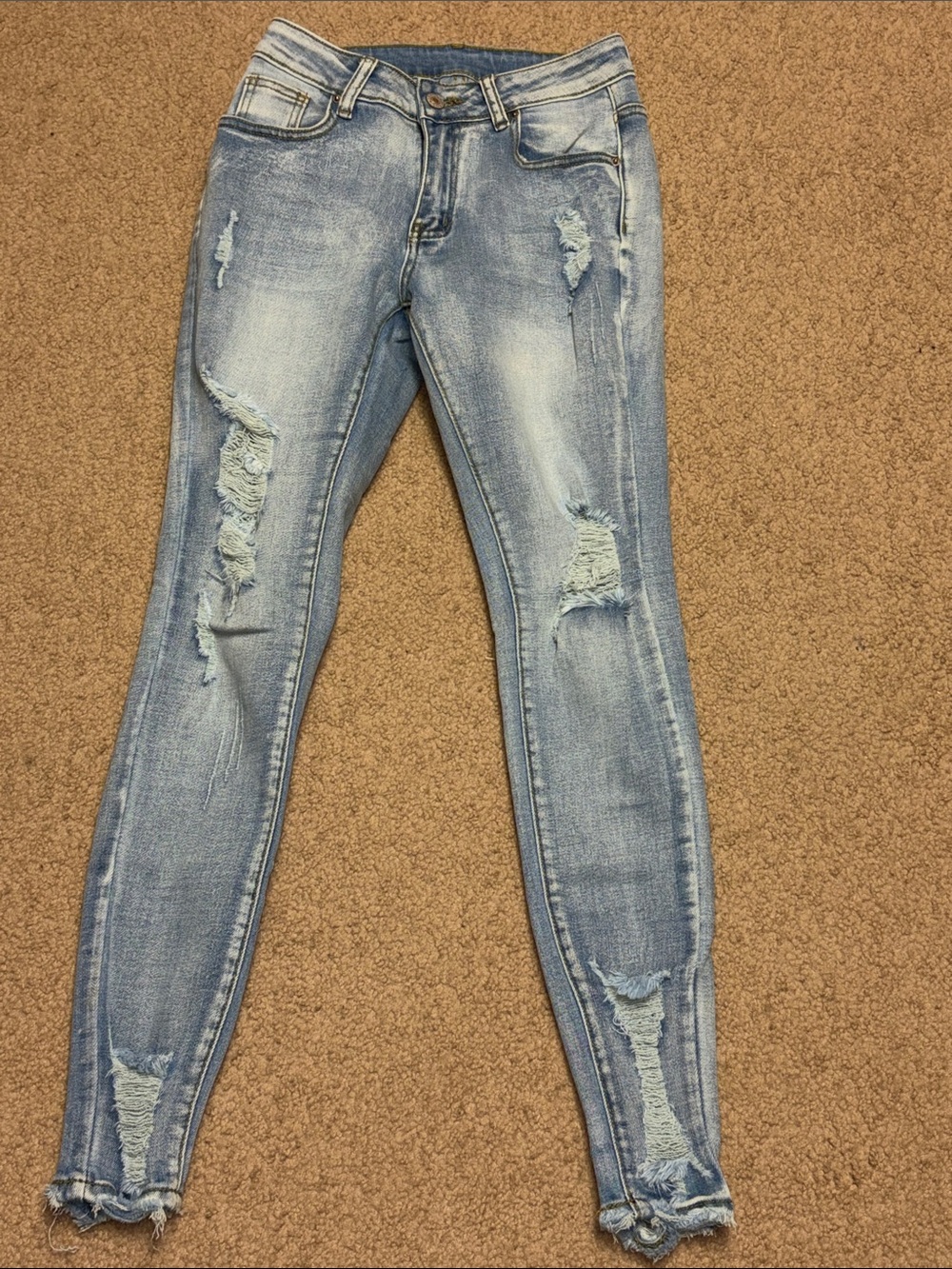 Light Blue Distressed Women's Skinny Jeans